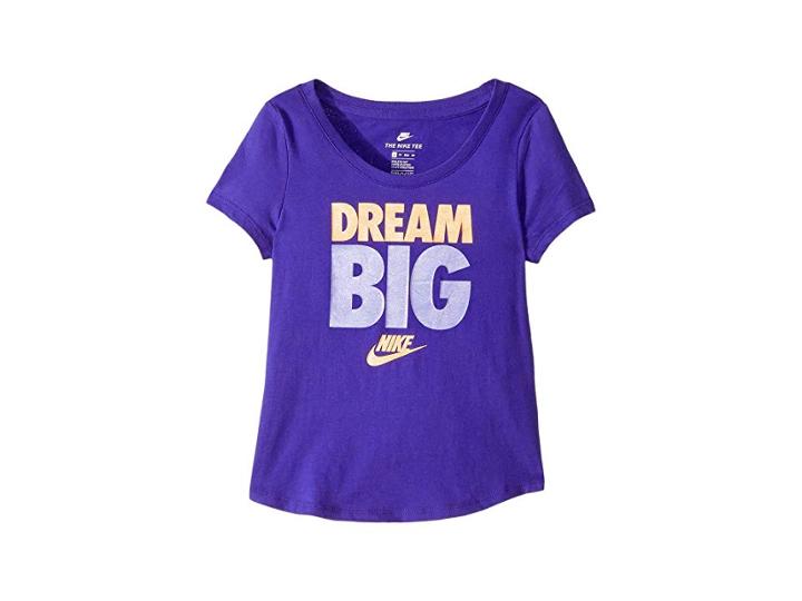 Nike Kids Sportswear Scoop Dream Big Tee (little Kids/big Kids) (purple Comet/light Wild Mango) Girl's T Shirt