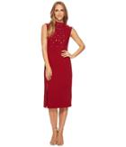 Ivanka Trump Sleeveless Hardware Midi Dress (ruby Red) Women's Dress