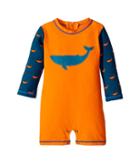 Hatley Kids Tiny Whales Mini Rashguard One-piece (infant) (orange) Boy's Swimsuits One Piece