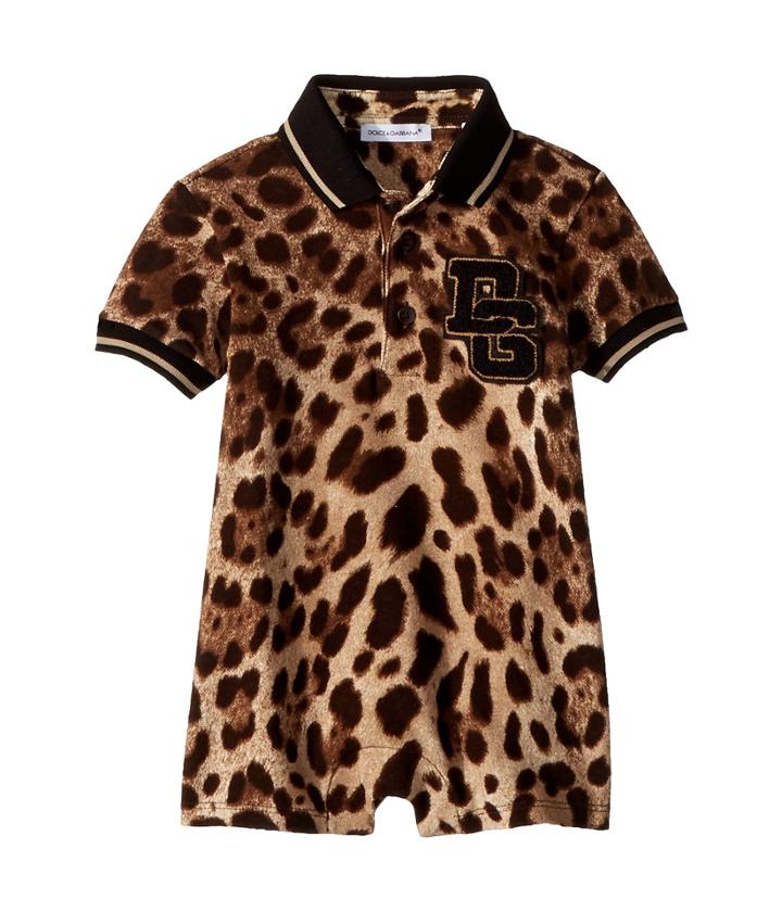 Dolce & Gabbana Kids Short Sleeve Track (infant) (brown Print) Boy's Jumpsuit & Rompers One Piece