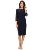 Adrianna Papell Jersey And Lace Cocktail Dress (midnight) Women's Dress