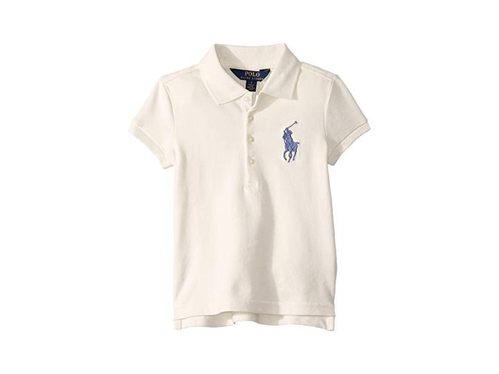 Polo Ralph Lauren Kids Big Pony Stretch Mesh Polo (little Kids) (antique Cream) Girl's Clothing