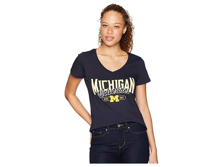 Champion College Michigan Wolverines University V-neck Tee (navy 2) Women's T Shirt