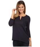 Lucky Brand Dobby Mixed Henley (american Navy) Women's Clothing