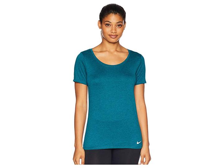 Nike Dry Legend Cross-dye Tee (midnight Spruce/geode Teal/white) Women's Short Sleeve Pullover