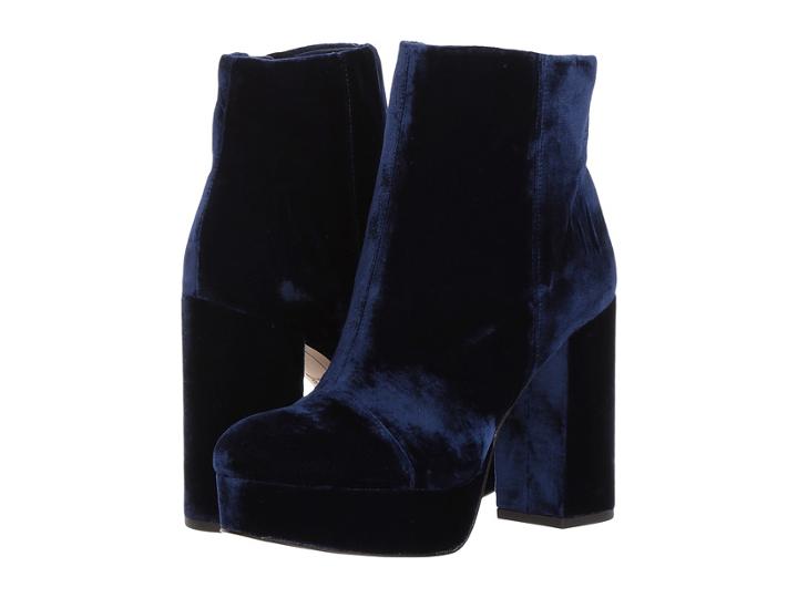 Sam Edelman Azra (poseidon Blue Silky Velvet) Women's Dress Zip Boots