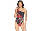 Kamalikulture By Norma Kamali Spliced One Shoulder Mio (blooming Roses) Women's Swimsuits One Piece