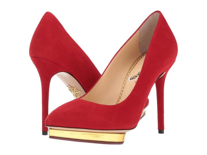 Charlotte Olympia Debbie (red Suede/metallic Calf) High Heels