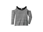 Splendid Littles Always Cold Shoulder Stripe Top (big Kids) (marled Grey) Girl's Clothing