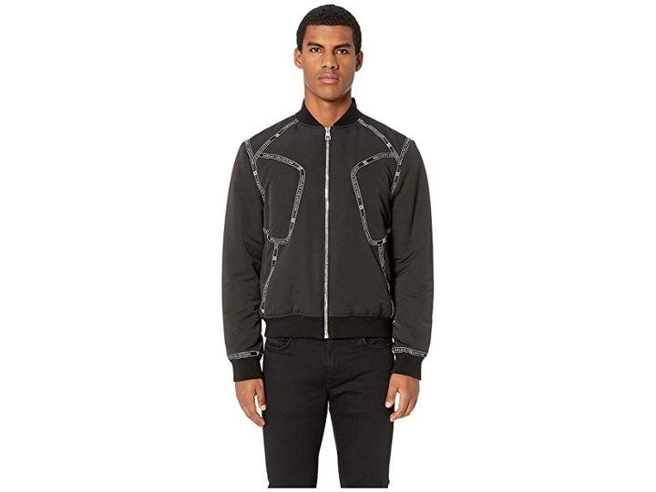 Versace Collection Taping Detail Bomber (black) Men's Coat