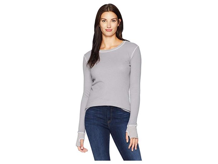 Allen Allen L/s Thumbhole Tee (pale Grey) Women's Long Sleeve Pullover