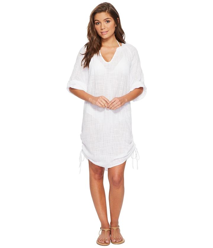 Seafolly Bali Hai Textured Gauze Beach Shirt Cover-up (white) Women's Swimwear
