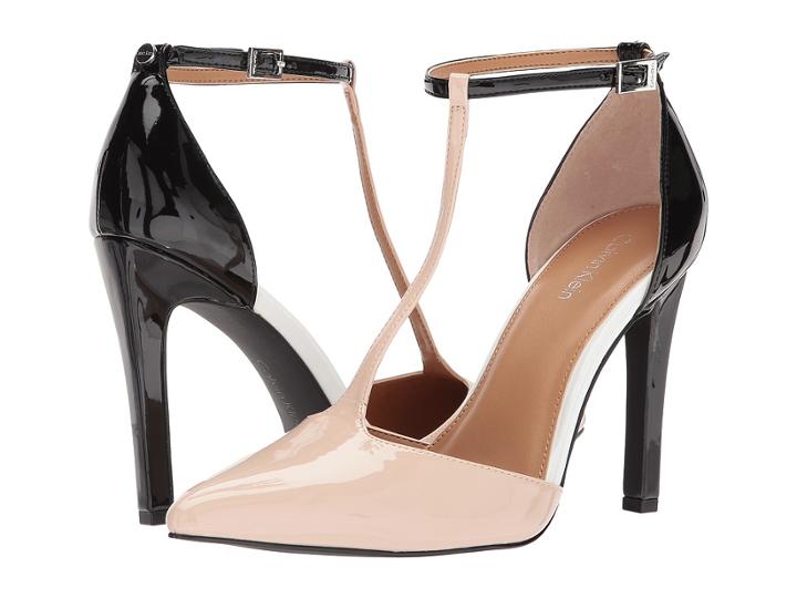 Calvin Klein Brandy (sheer Satin/black Patent) Women's Shoes
