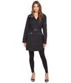 Vince Camuto Hooded And Belted Trench (black) Women's Coat