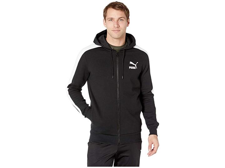 Puma Classics T7 Logo Full Zip Hoodie Fleece (puma Black) Men's Sweatshirt