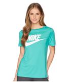 Nike Sportswear Essential Short Sleeve Top (kinetic Green/kinetic Green/white) Women's T Shirt