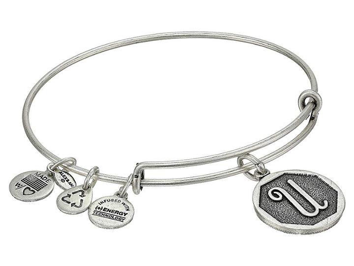 Alex And Ani Initial U Charm Bangle (rafaelian Silver Finish) Bracelet
