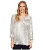Dylan By True Grit Farmhouse Stripe Long Sleeve Tunic (natural) Women's Long Sleeve Pullover