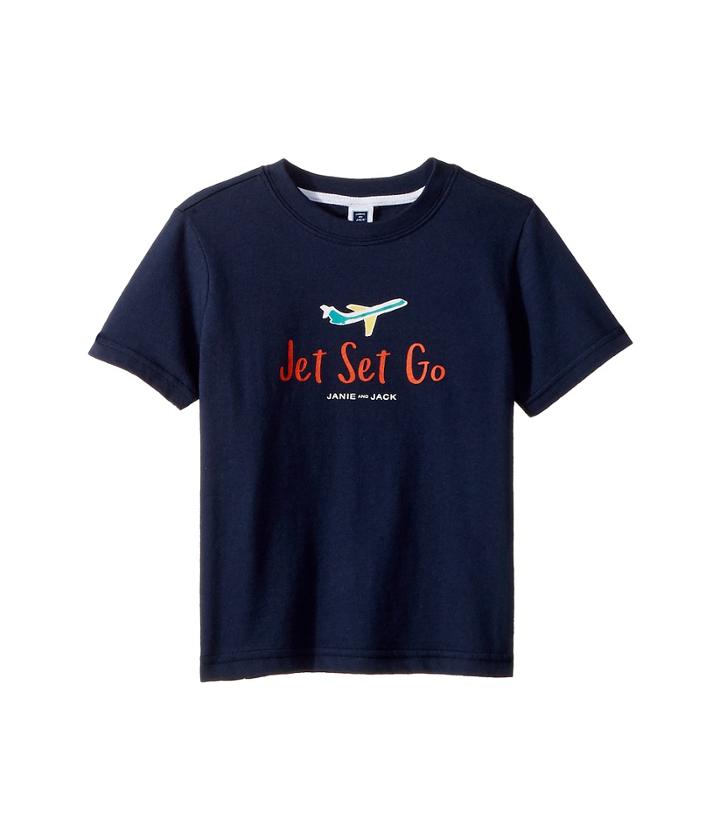 Janie And Jack Short Sleeved Graphic Tee (toddler/little Kids/big Kids) (navy) Boy's T Shirt