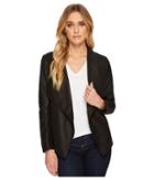 Bb Dakota Rowe Drape Front Leather Jacket (black) Women's Coat