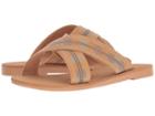 Toms Kids Viv (little Kid/big Kid) (natural Synthetic Leather/embossed) Girl's Shoes