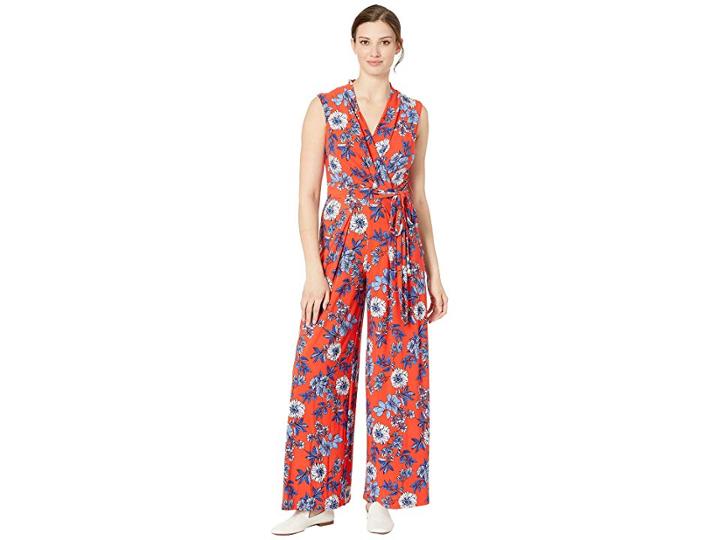 Tommy Hilfiger Delphos Floral Jersey Jumpsuit (grenadine Combo) Women's Jumpsuit & Rompers One Piece