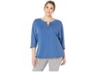 Jag Jeans Plus Size Plus Size Debbie Lace-up Sweatshirt (tile Blue) Women's Long Sleeve Pullover