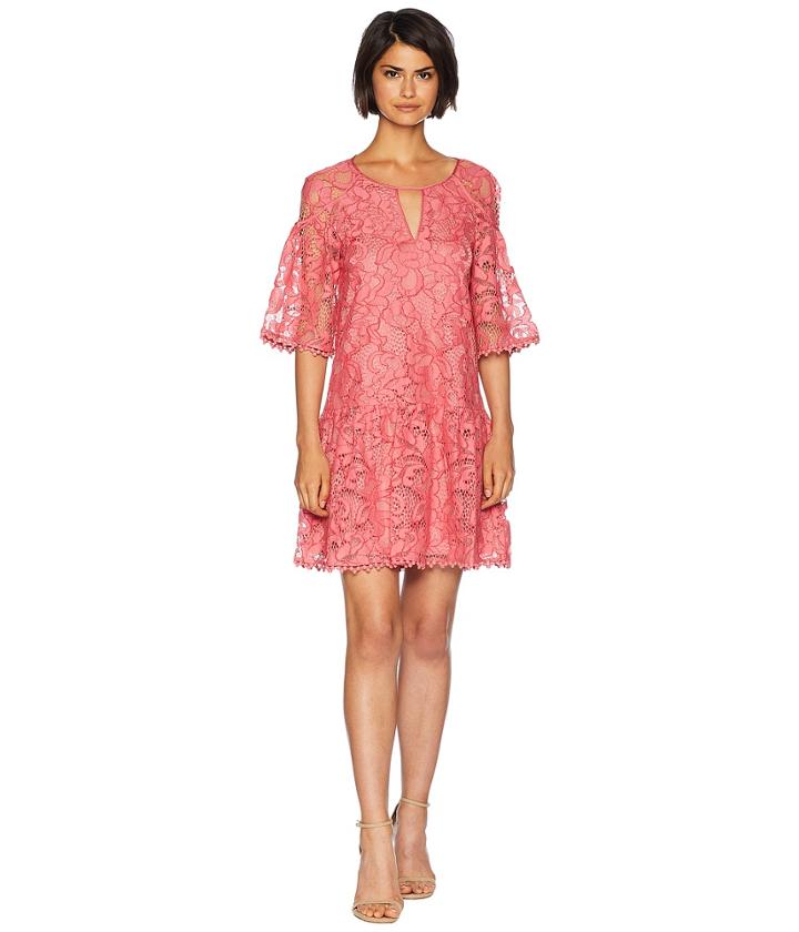Juicy Couture Hibiscus Lace Dress (frozen Strawberry) Women's Dress
