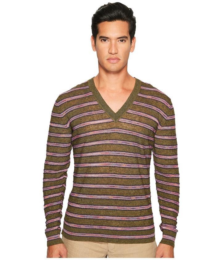 Missoni Striped Linen Sweater (green) Men's Sweater