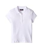 Nautica Kids Girls Plus Short Sleeve Polo With Ruffle Placket (big Kids) (white) Girl's Short Sleeve Pullover