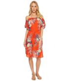 Echo Design Paradise Palm Off The Shoulder (tangerine) Women's Clothing