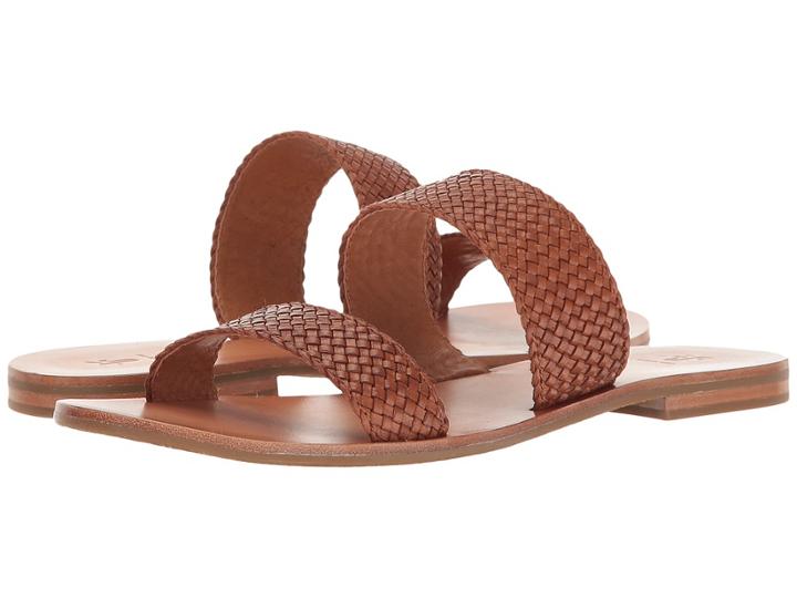 Frye Ruth Woven Slide (cognac Polished Soft Full Grain) Women's Sandals