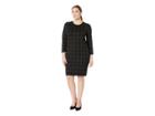 Anne Klein Plus Size Long Sleeve Crew Neck Printed Knit Dress (anne Black/juniper) Women's Clothing