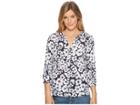 Nydj Blouse W/ Pleated Back (etched Flowers Peacoat) Women's Blouse