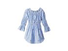 Maddie By Maddie Ziegler Smocked Shirtdress With Floral Embroidery (big Kids) (blue/white) Girl's Dress