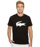 Lacoste Short Sleeve Jersey Tee W/ Big Ton On Ton Croc Printed (black/white) Men's T Shirt