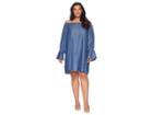 B Collection By Bobeau Plus Size Auden Off The Shoulder Dress (medium Wash Blue) Women's Dress