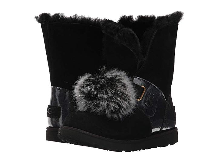 Ugg Kids Isley Patent Waterproof (little Kid/big Kid) (black) Girls Shoes