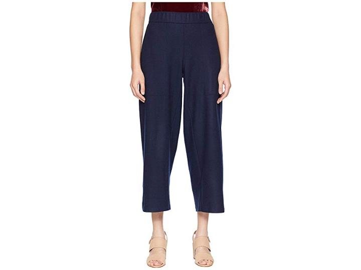 Eileen Fisher Boiled Wool Jersey Ankle Pants (midnight) Women's Casual Pants