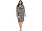 Lauren Ralph Lauren Plus Size Chelsie Zebra Twigs (black/white) Women's Dress