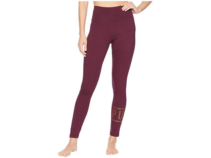 Puma Athletic Logo Leggings (fig/bronze Medal) Women's Casual Pants