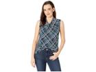 Tommy Hilfiger Printed Knot Neck Knit Top (midnight/multi) Women's Clothing