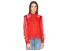 The Kooples Silk Top With A Lace Collar (red) Women's Clothing