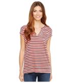 Allen Allen Stripe Split-neck Tee (begonia) Women's T Shirt