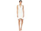 Nicole Miller High Neck W/ Zip And Ruffle Hem Dress (white) Women's Dress