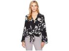 Karen Kane Flare Sleeve Tie Front Top (black) Women's Clothing