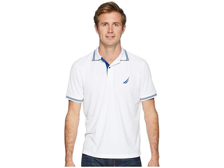 Nautica Short Sleeve Navtech Polo (bright White) Men's Clothing