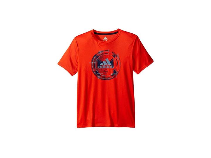 Adidas Kids Short Sleeve Abstract Sport Tee (big Kids) (dark Orange) Boy's Clothing