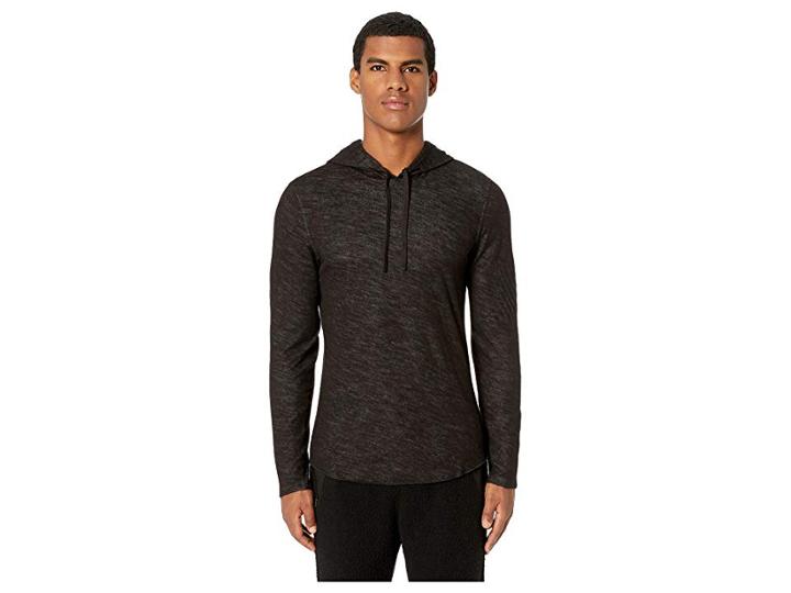 Vince Contrast Double Knit Hoodie (black/carbon) Men's Sweatshirt