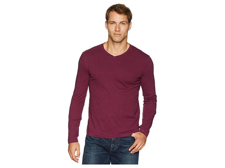 Mod-o-doc Cardiff Long Sleeve Jersey V-neck Tee (mulberry) Men's T Shirt